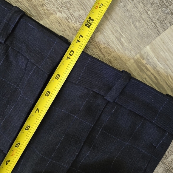 Maje Stylish Trouser Pants Women's Size  38(M) Dark Blue Plaid Straight Leg - Picture 13 of 15
